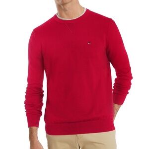 Tommy Hilfiger Fleece Crewneck Sweatshirt Men’s M Red Pullover Flag Logo